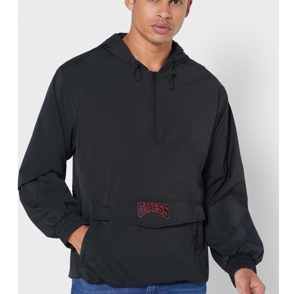 New GUESS Originals Nylon Anorak Half Zip Hoodie Jacket SZ M - Picture 1 of 5